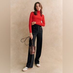 Sezane Black Straight Leg Pants